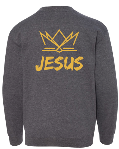 "Jesus Is King"Heavy Blend Youth Crewneck Sweatshirt image 0