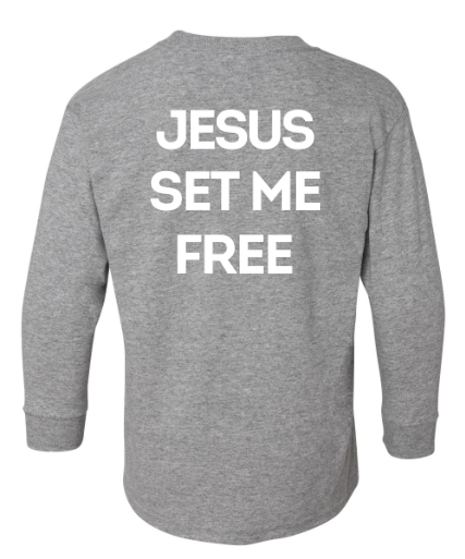 "JESUS SET ME FREE" Youth Heavy Cotton Long Sleeve T-Shirt image 0