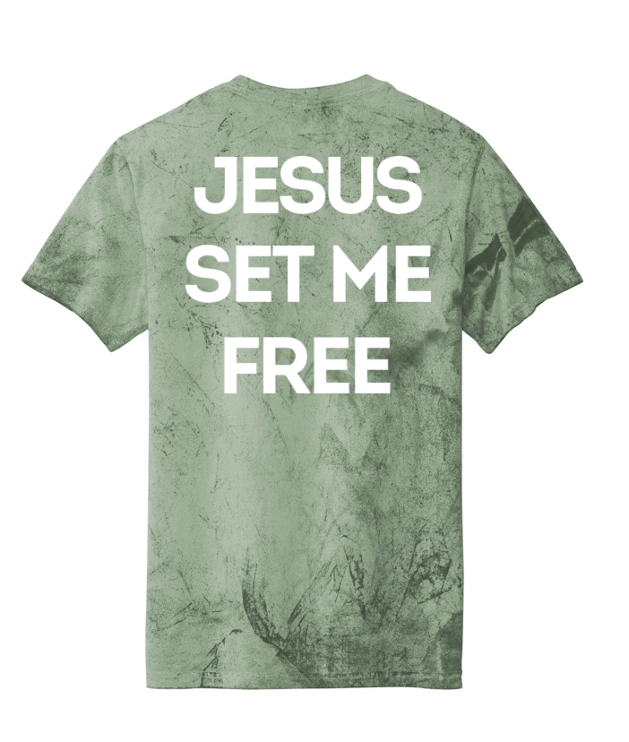 "JESUS SET ME FREE" TEE COLORBLAST