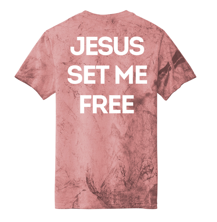 "JESUS SET ME FREE" TEE COLORBLAST